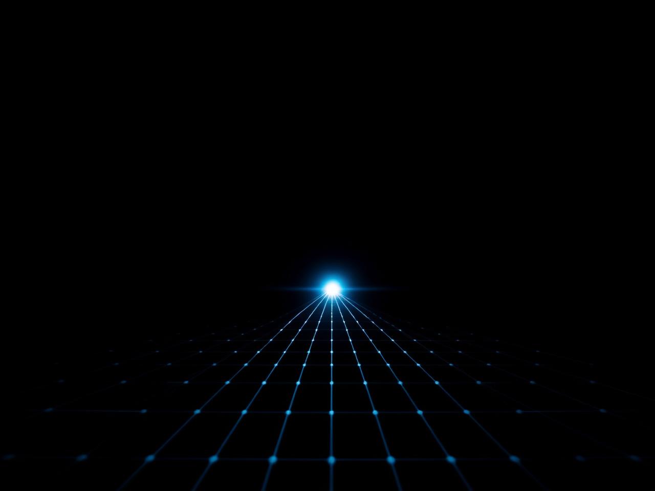 Fine lines of light converging at a single point